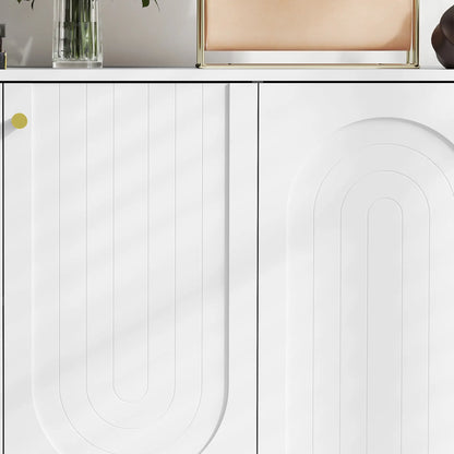 Modern Sideboard Buffet, 4 Doors, Adjustable Shelves, White Storage Cabinets at Gallery Canada