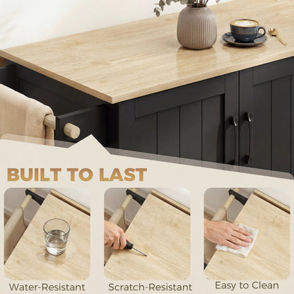 Kitchen Island with Drop Leaf, Rolling Cart, Power Outlet, Black Kitchen Islands & Kitchen Carts at Gallery Canada
