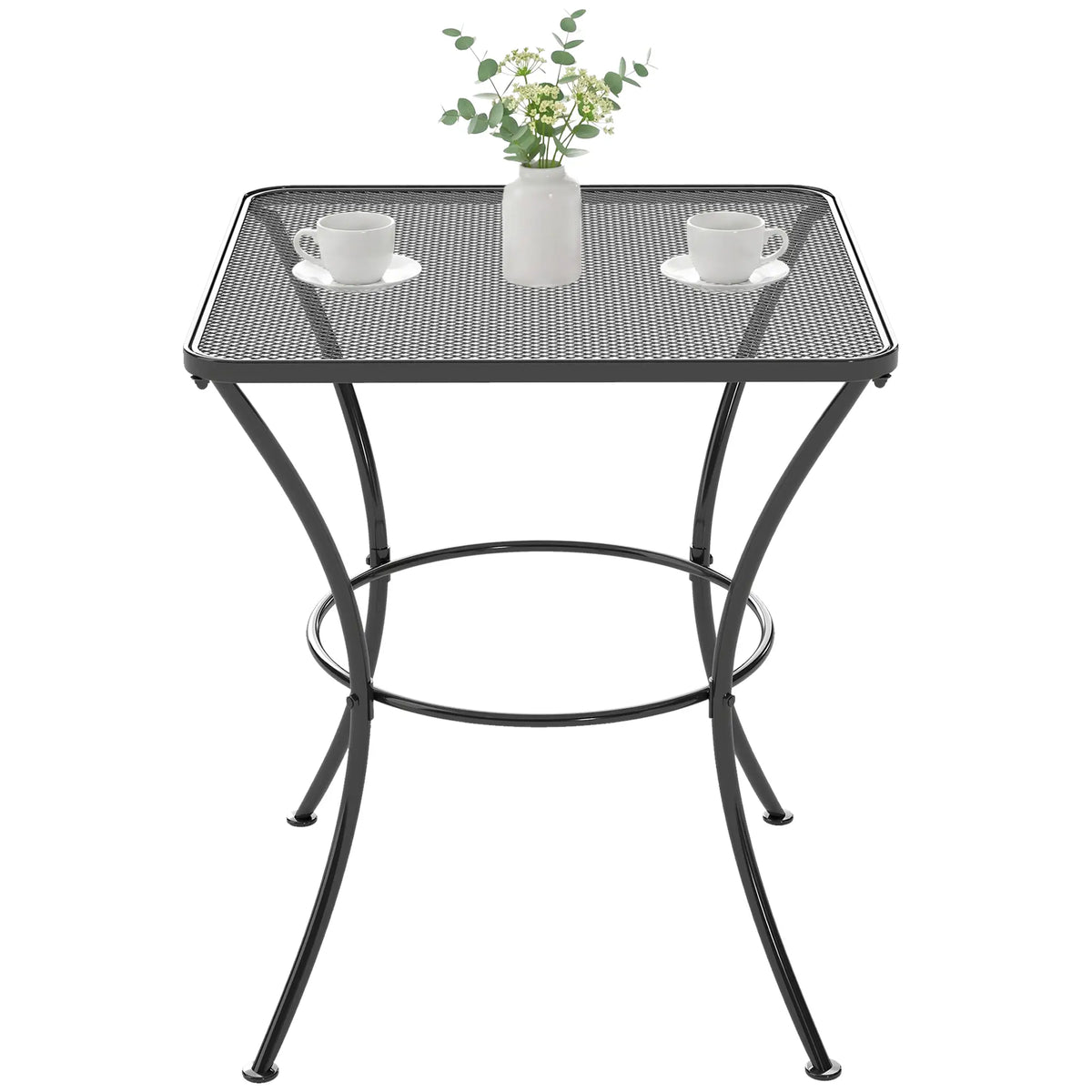 Square Metal Bistro Table, 23.6" x 23.6" x 27.6", Black Patio Side Tables Black at Gallery Canada
