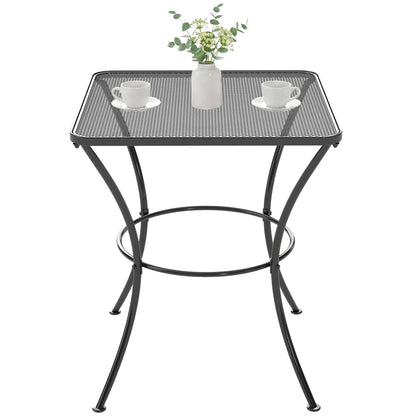Square Metal Bistro Table, 23.6" x 23.6" x 27.6", Black Patio Side Tables Black at Gallery Canada