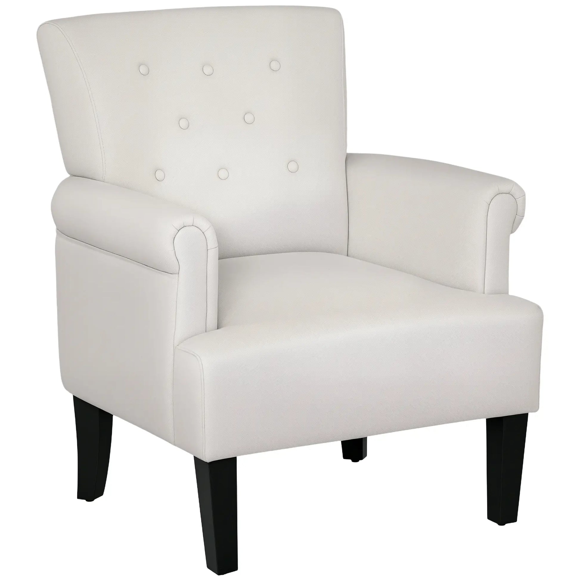 Fabric Accent Armchair, Modern Living Room Chair, Wood Legs, Cream White Accent Chairs at Gallery Canada