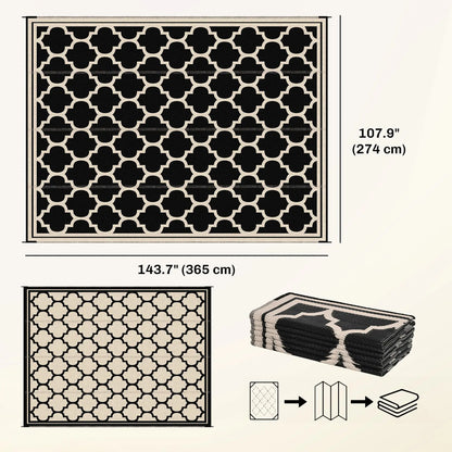 9'x12' Reversible Outdoor RV Rug, Patio Mat, Black Outdoor Reversible Rugs at Gallery Canada