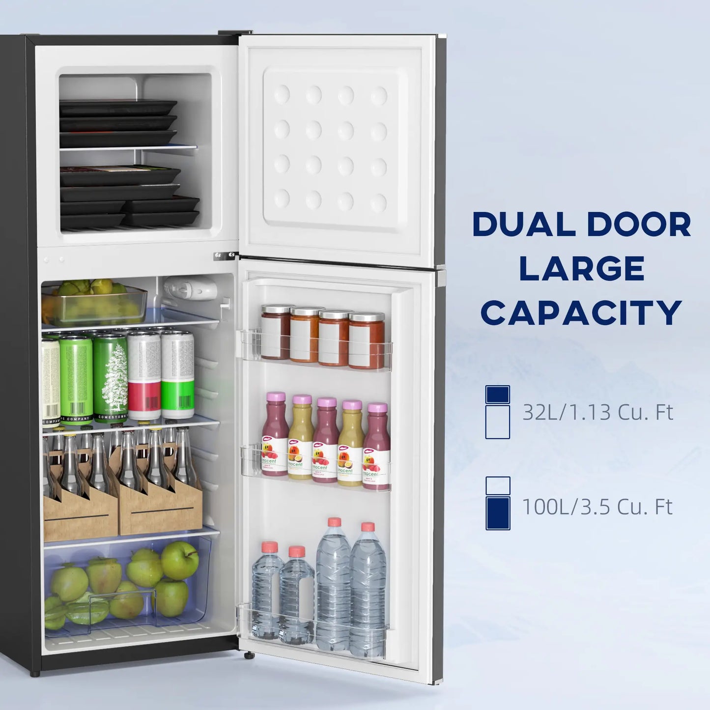 Double Door Mini Fridge, 4.6 Cu.Ft, Freezer, Thermostat, Black Small Kitchen Appliances at Gallery Canada