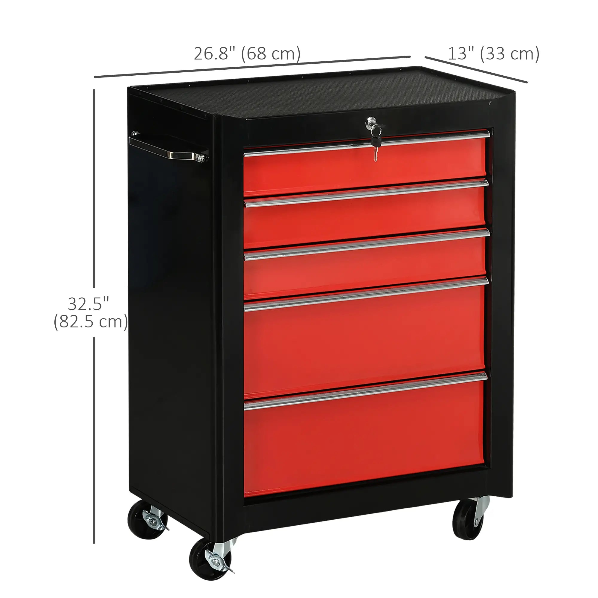 5-Drawer Rolling Tool Chest, Lockable Tool Cabinet, 4 Wheels, Black, Red Tool Organizers at Gallery Canada