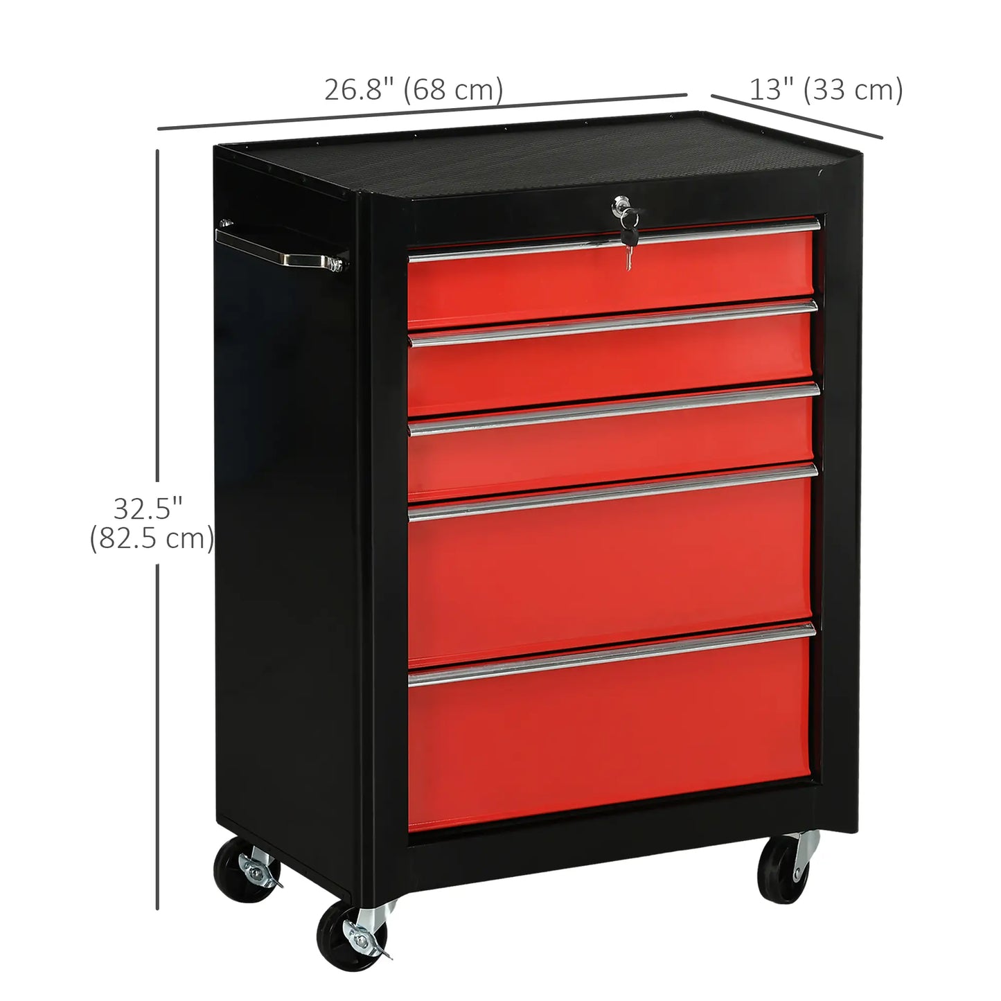 5-Drawer Rolling Tool Chest, Lockable Tool Cabinet, 4 Wheels, Black, Red Tool Organizers at Gallery Canada