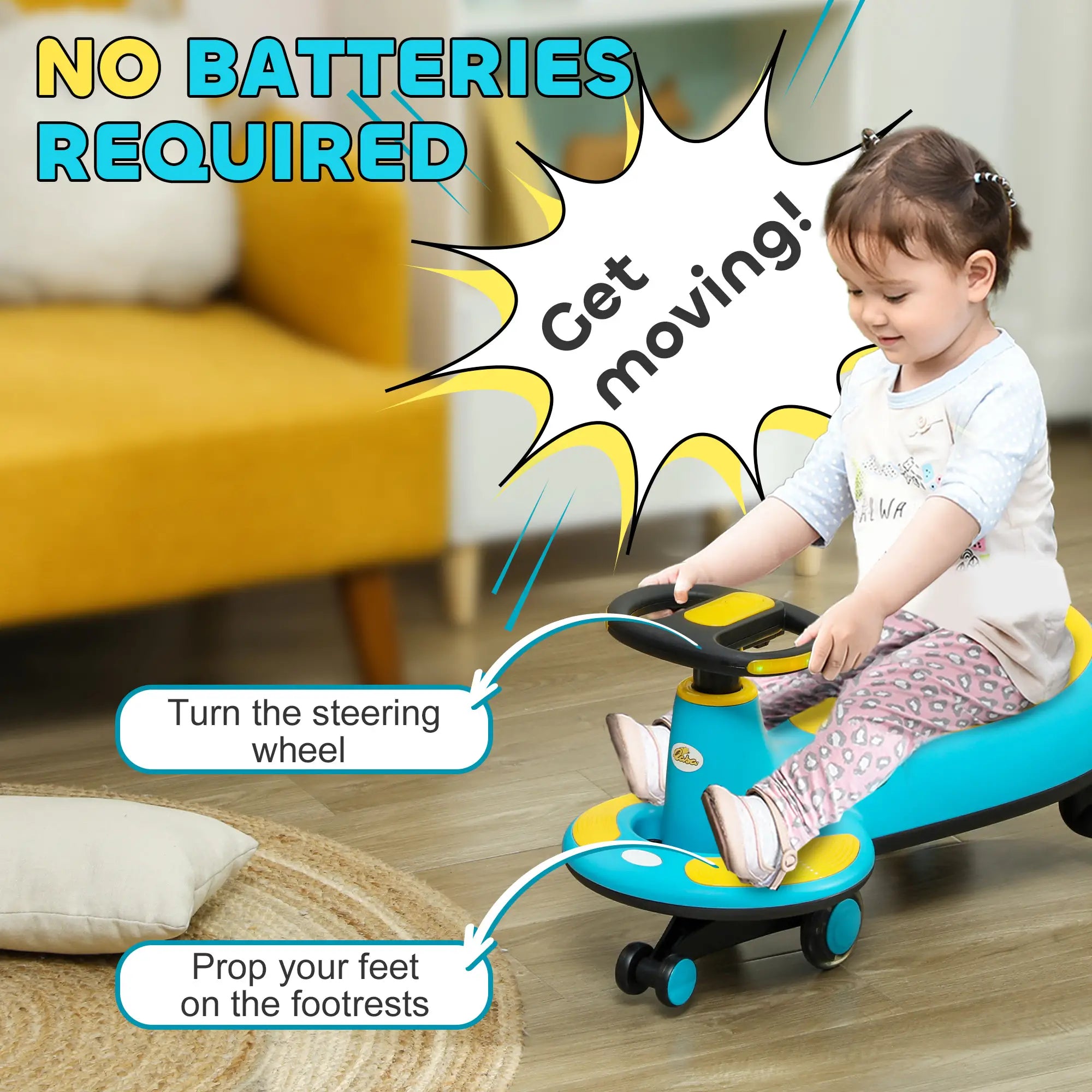 Kids Wiggle Car With Parent Rope, Music, Light, Blue Riding & Rocking Toys at Gallery Canada