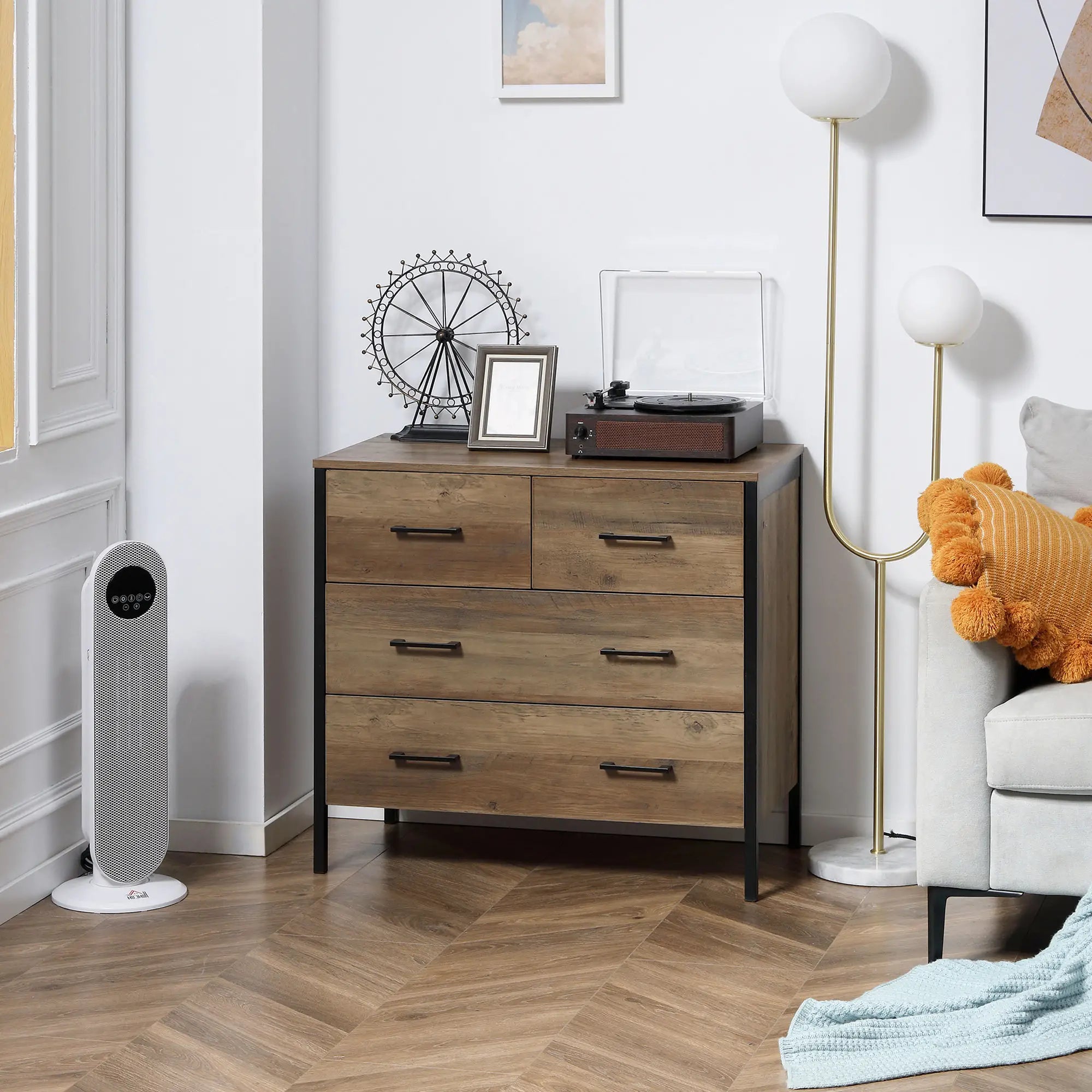 4 Drawer Dresser, Metal Frame, for Bedroom, Living Room, Brown Storage Cabinets at Gallery Canada