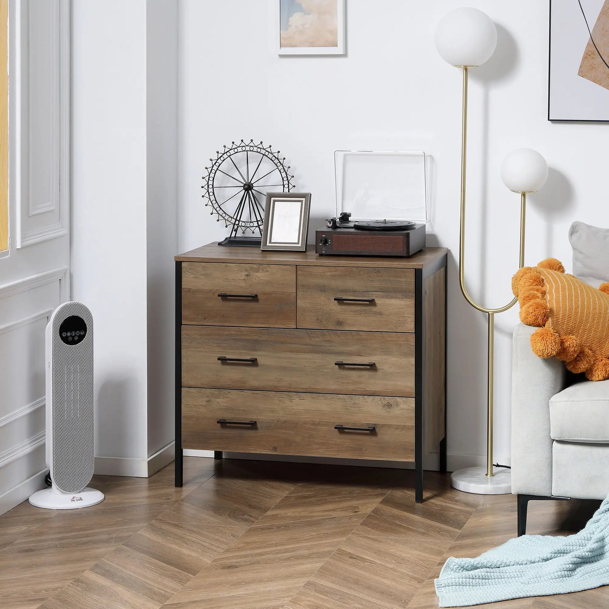 4 Drawer Dresser, Metal Frame, for Bedroom, Living Room, Brown Storage Cabinets at Gallery Canada