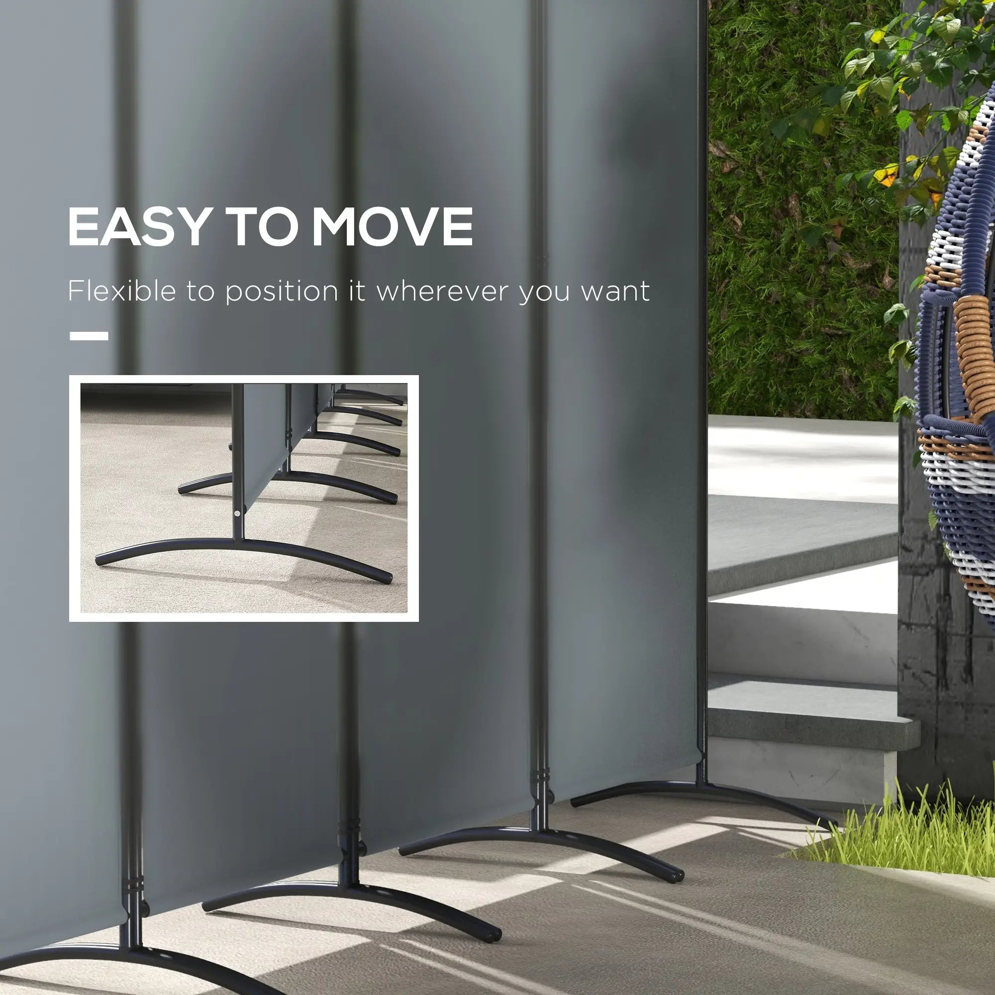 Folding Room Divider, Privacy Screen, 5.6FT Tall, Dark Grey Side Awnings at Gallery Canada