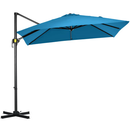 8' x 8' Square Patio Umbrella, 360° Rotation, Aluminum Cantilever, Turquoise Offset Cantilever Umbrellas Turquoise at Gallery Canada