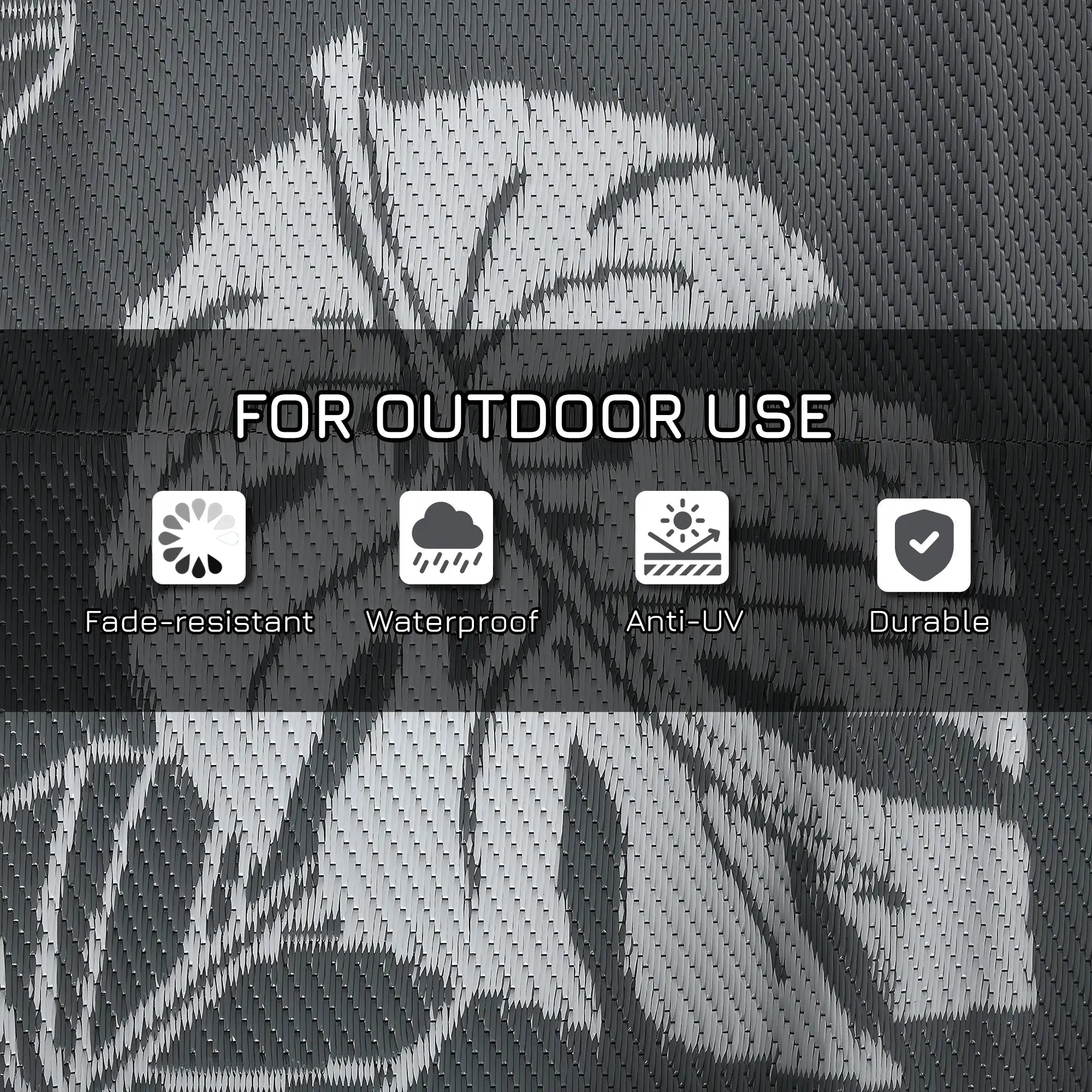 Reversible Outdoor RV Rug, Patio Mat, 6' x 9', Grey and White Garden Decor at Gallery Canada