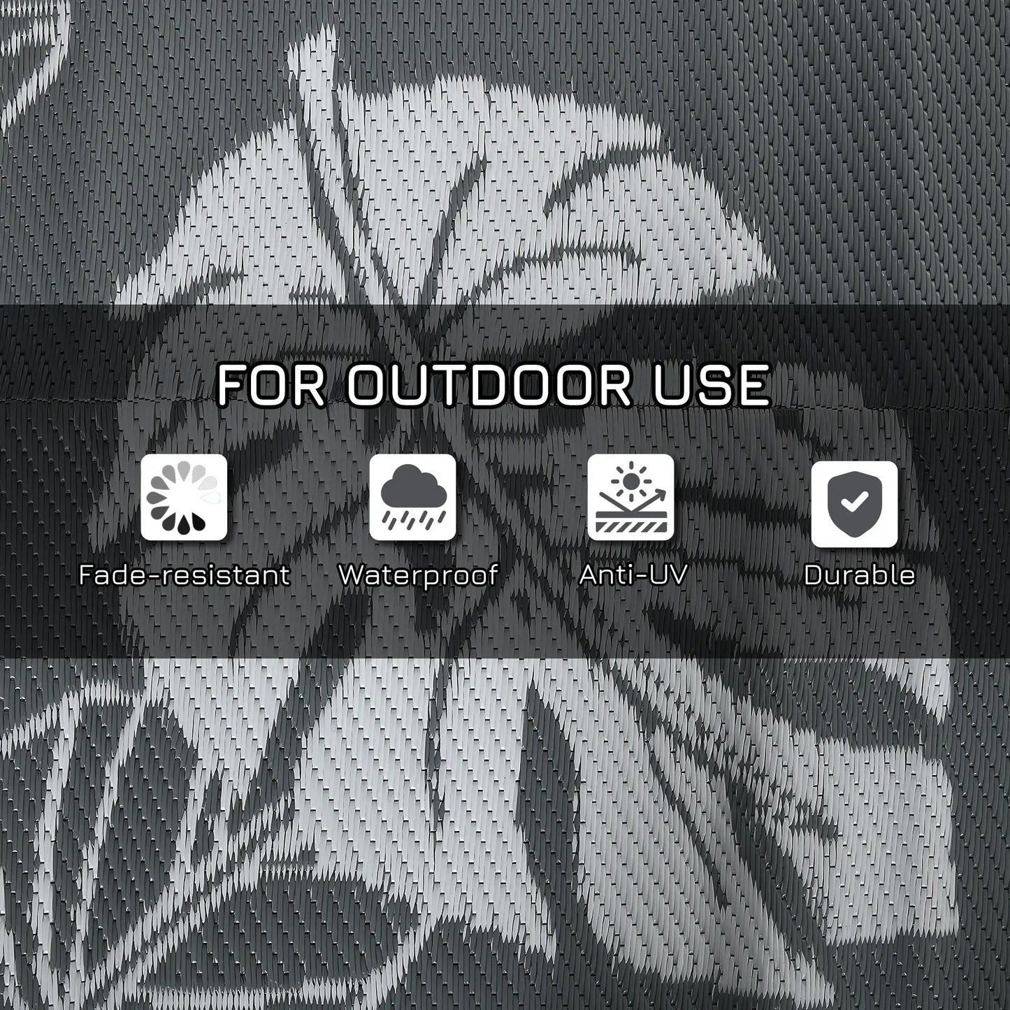 Reversible Outdoor RV Rug, Patio Mat, 6' x 9', Grey and White Garden Decor at Gallery Canada