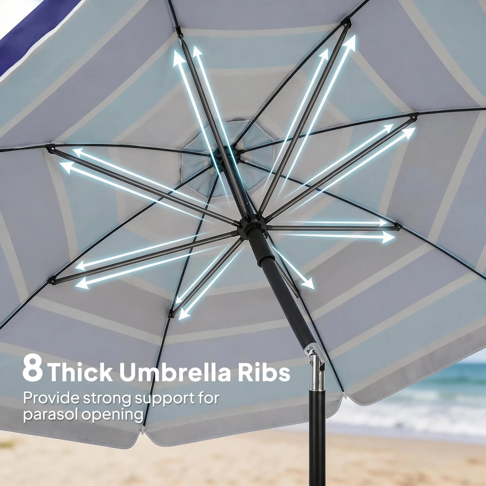 Adjustable Tilt Beach Umbrella, 78