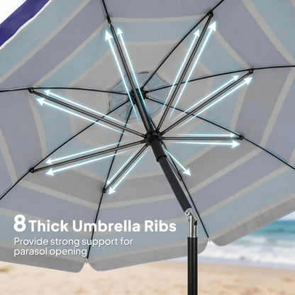 Adjustable Tilt Beach Umbrella, 78" Multicolor, Foldable Table Cup Holder, Multicolor Beach Umbrellas at Gallery Canada