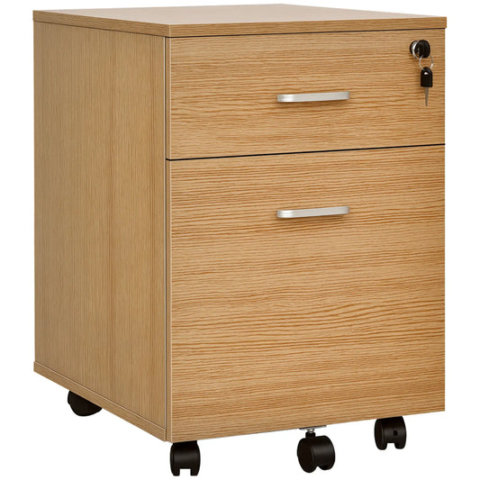 2 Drawer File Cabinet with Lock, Mobile Vertical, Natural Office Cabinets & Cupboards Natural at Gallery Canada