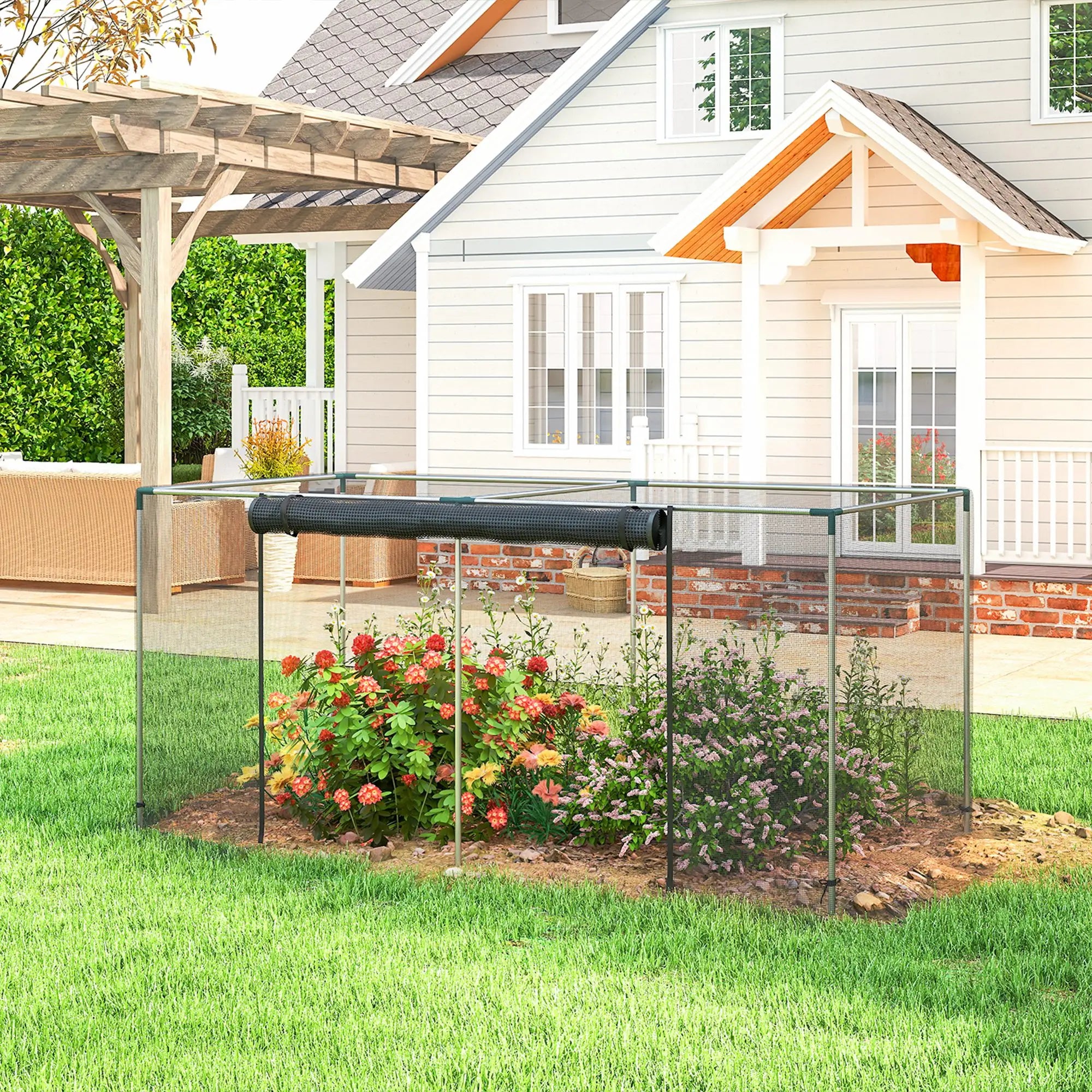 Galvanized Steel Crop Cage, Plant Protection Tent, 8' x 4', Black Greenhouses at Gallery Canada