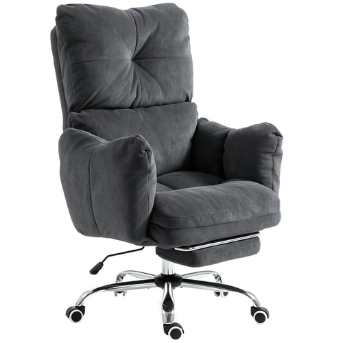 Ergonomic Reclining Office Chair W/ Foot Rest, Dark Grey