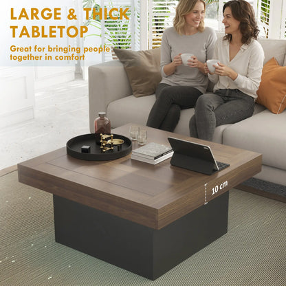 Square Coffee Table with LED Lights, 35-inch, Walnut Coffee Tables at Gallery Canada