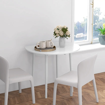 Folding Dining Table, Round Drop Leaf Kitchen Table, Distressed White, White Dining Tables at Gallery Canada