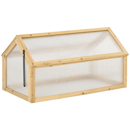 Portable Wooden Cold Frame Greenhouse, Openable Top, 35.5" x 20.5" x 19.5", Light Brown Cold Frame Greenhouses at Gallery Canada