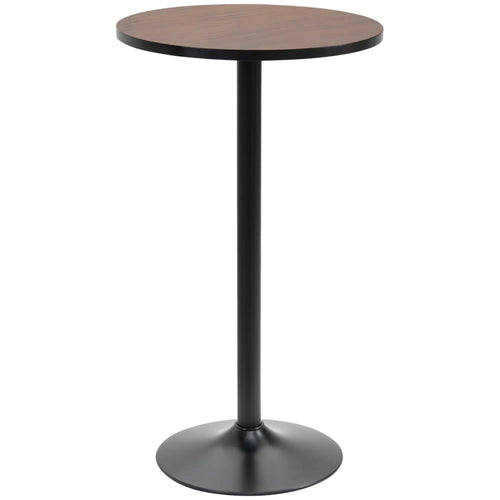 Round Bar Table 42 Inch, Industrial Bistro Table, Metal Base, Elm Wood Top