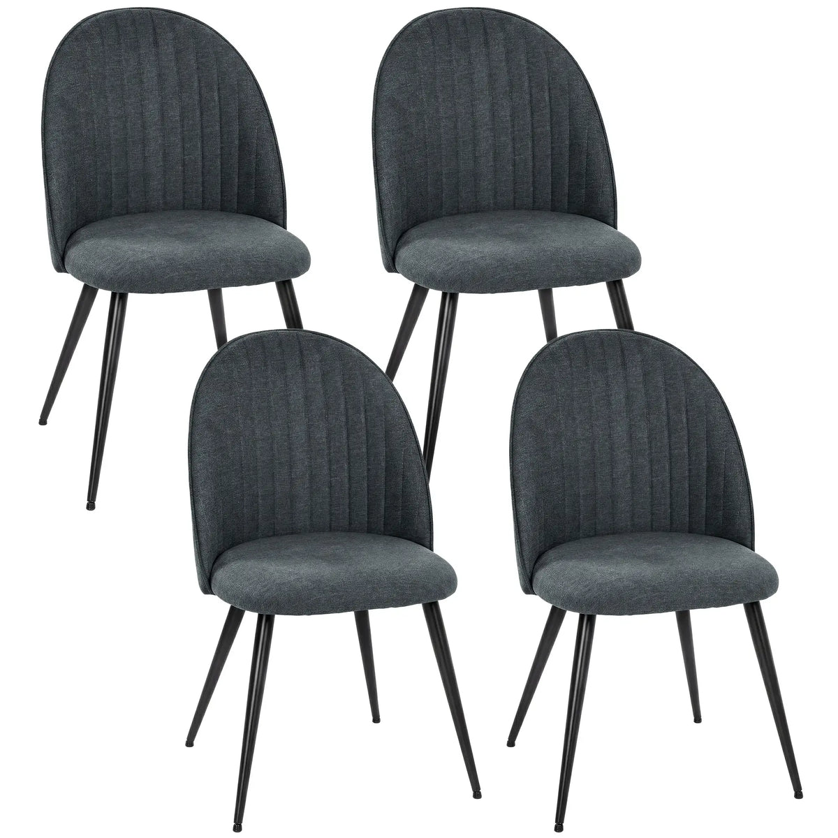 Modern Dining Chairs Set of 4, Velvet Upholstered, Steel Legs, Dark Grey Dining Chairs at Gallery Canada