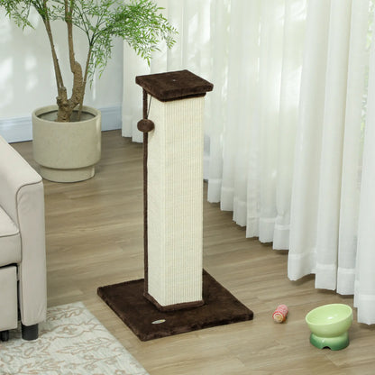 32" Tall Cat Scratching Post, Sisal Scratcher with Hanging Ball, Brown Cat Posts at Gallery Canada
