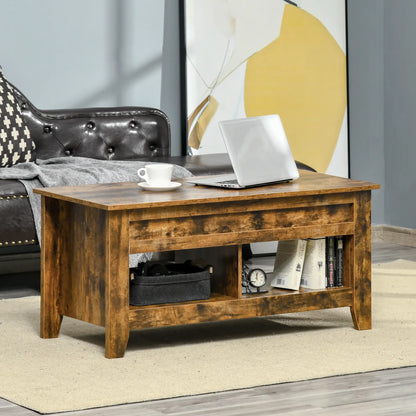 Lift Top Coffee Table, Hidden Storage, Open Shelves, Brown Coffee Tables at Gallery Canada