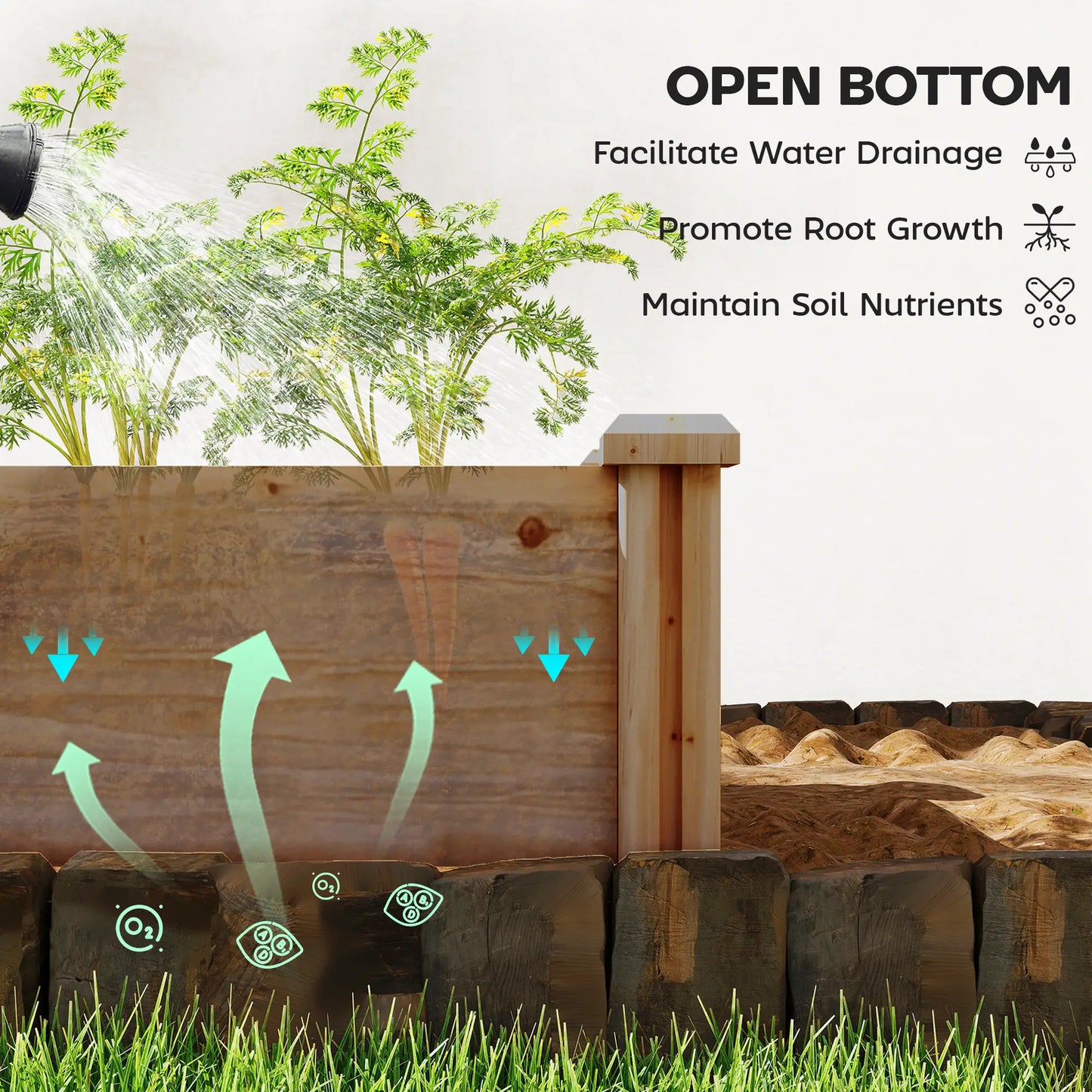 Wooden Raised Garden Bed, 8 x 4 x 1ft, Elevated Box With Dividers Wooden Planter Boxes at Gallery Canada