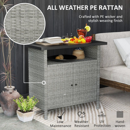 Outdoor Wicker Storage Cabinet, Two Doors, Shelf, Grey Patio Storage Boxes at Gallery Canada