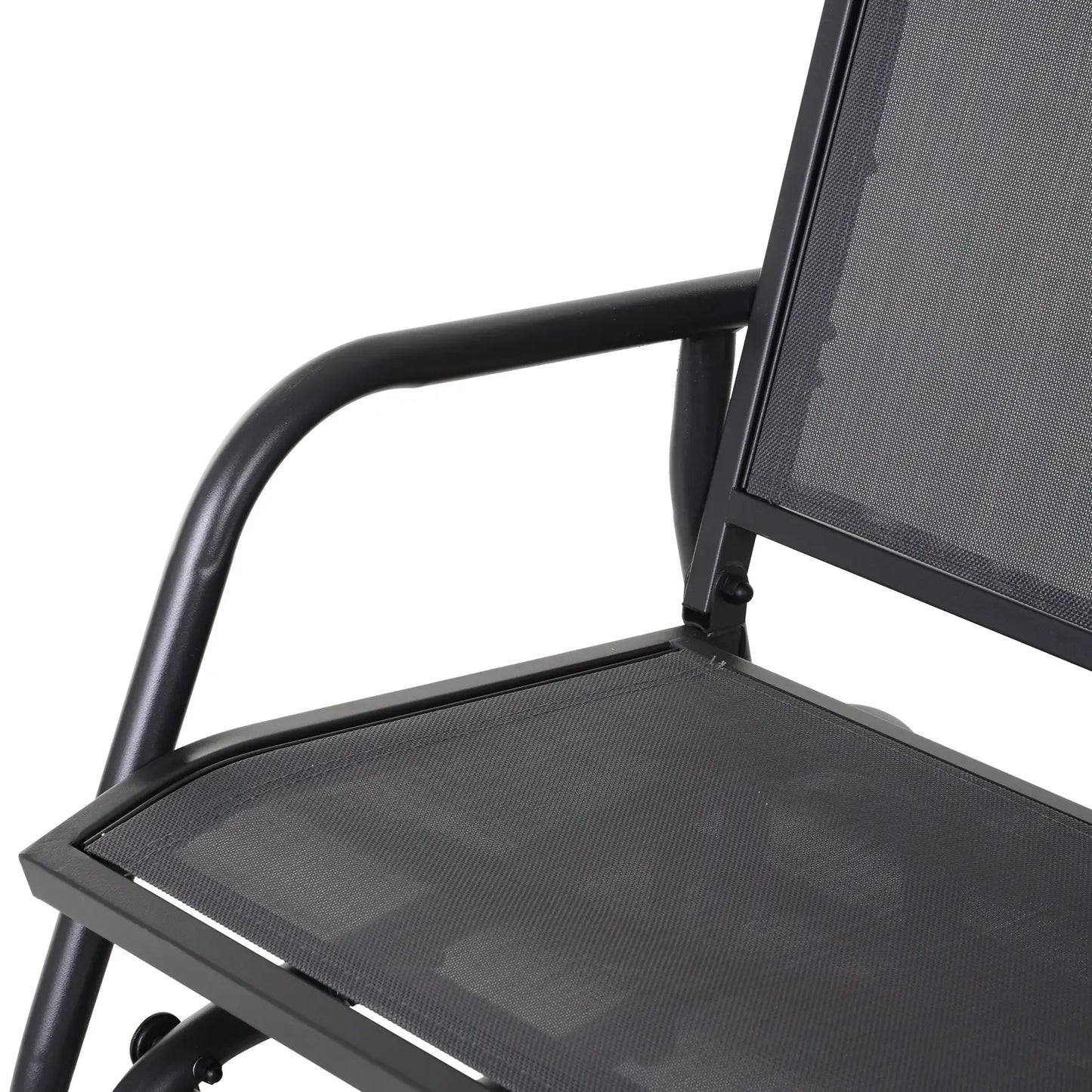Double Glider Steel Sling Fabric Swing Chair, Heavy-Duty, Grey Outdoor Gliders at Gallery Canada