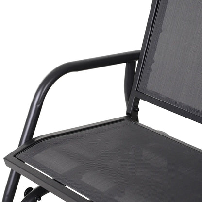 Double Glider Steel Sling Fabric Swing Chair, Heavy-Duty, Grey Outdoor Gliders at Gallery Canada