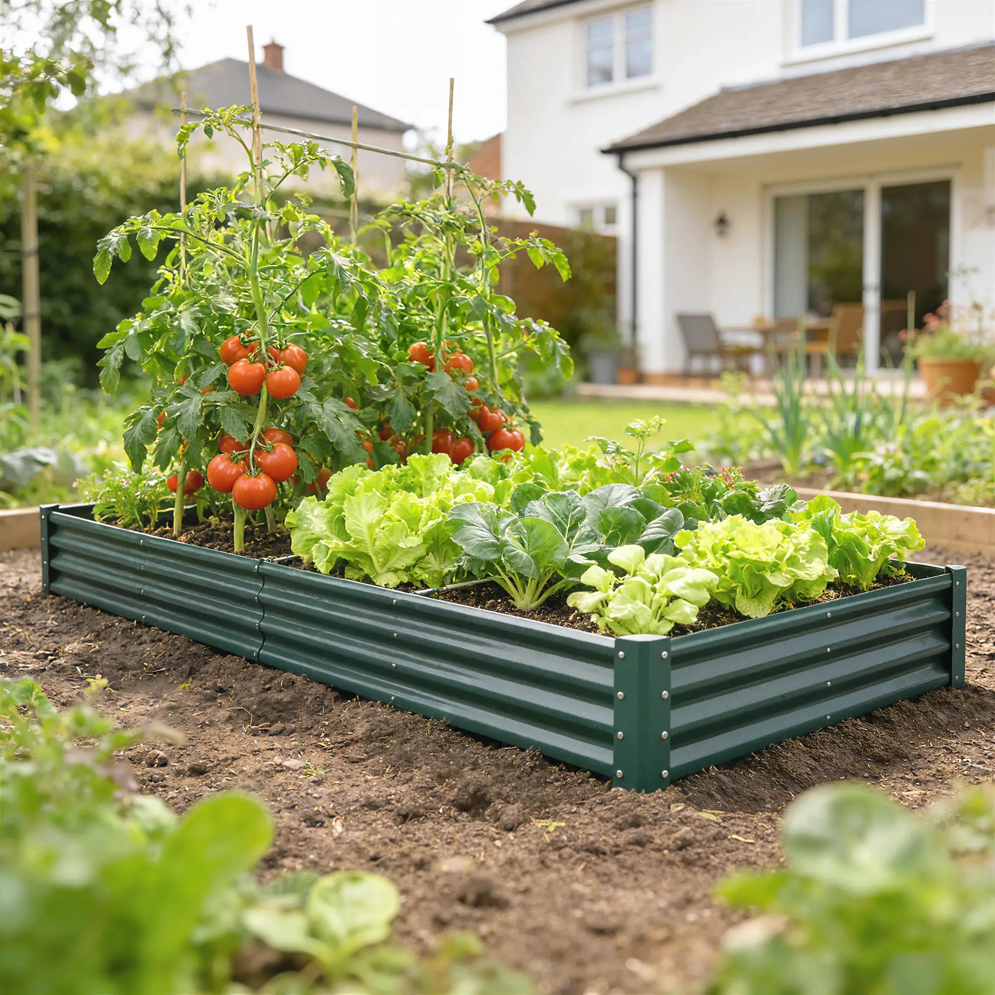 12 x 4 x 1ft Galvanized Raised Garden Bed, Reinforced Outdoor Planter Box, Green Galvanized Planter Boxes at Gallery Canada