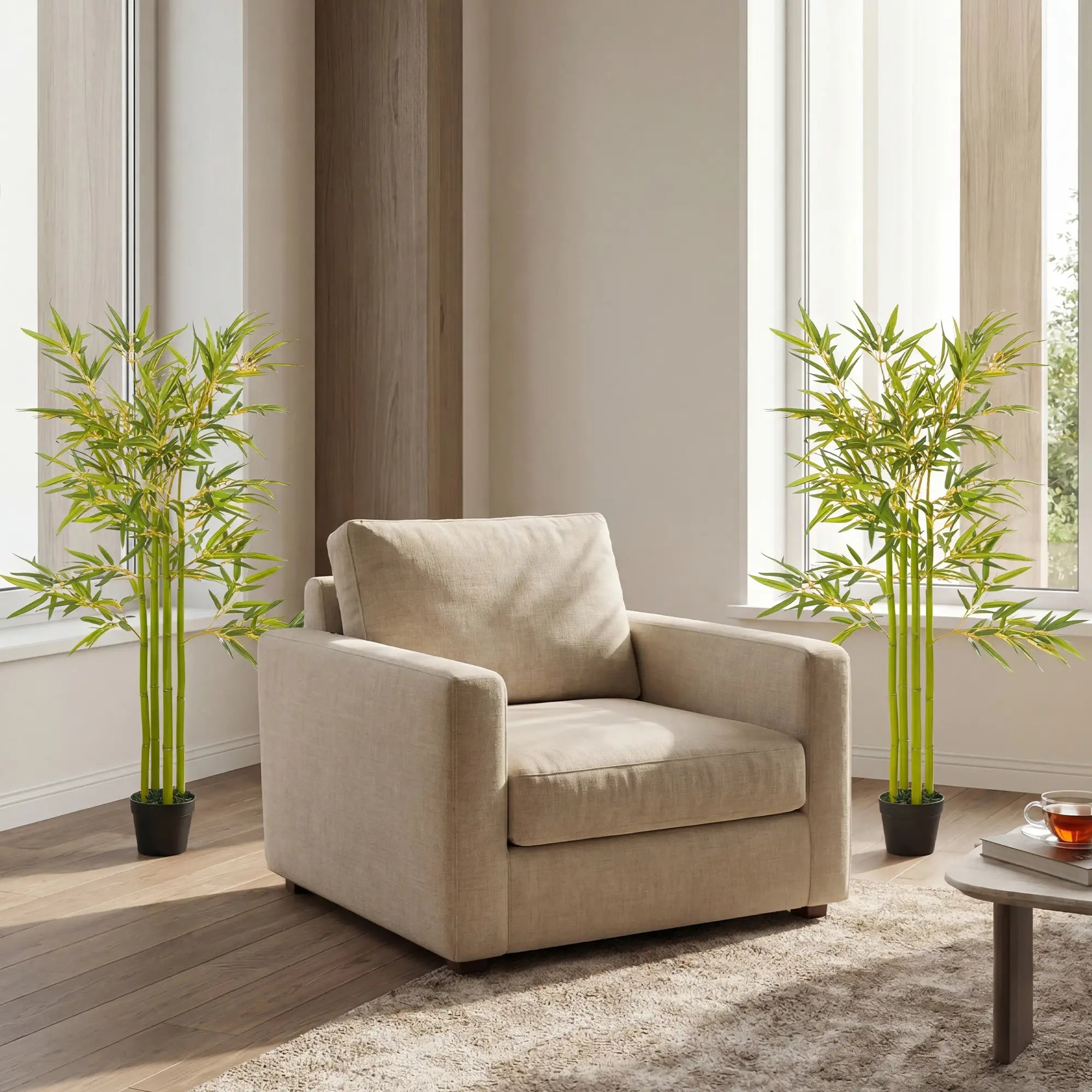 4FT Artificial Bamboo Tree Set Of 2, Faux Plant In Nursery Pot Artificial Trees at Gallery Canada