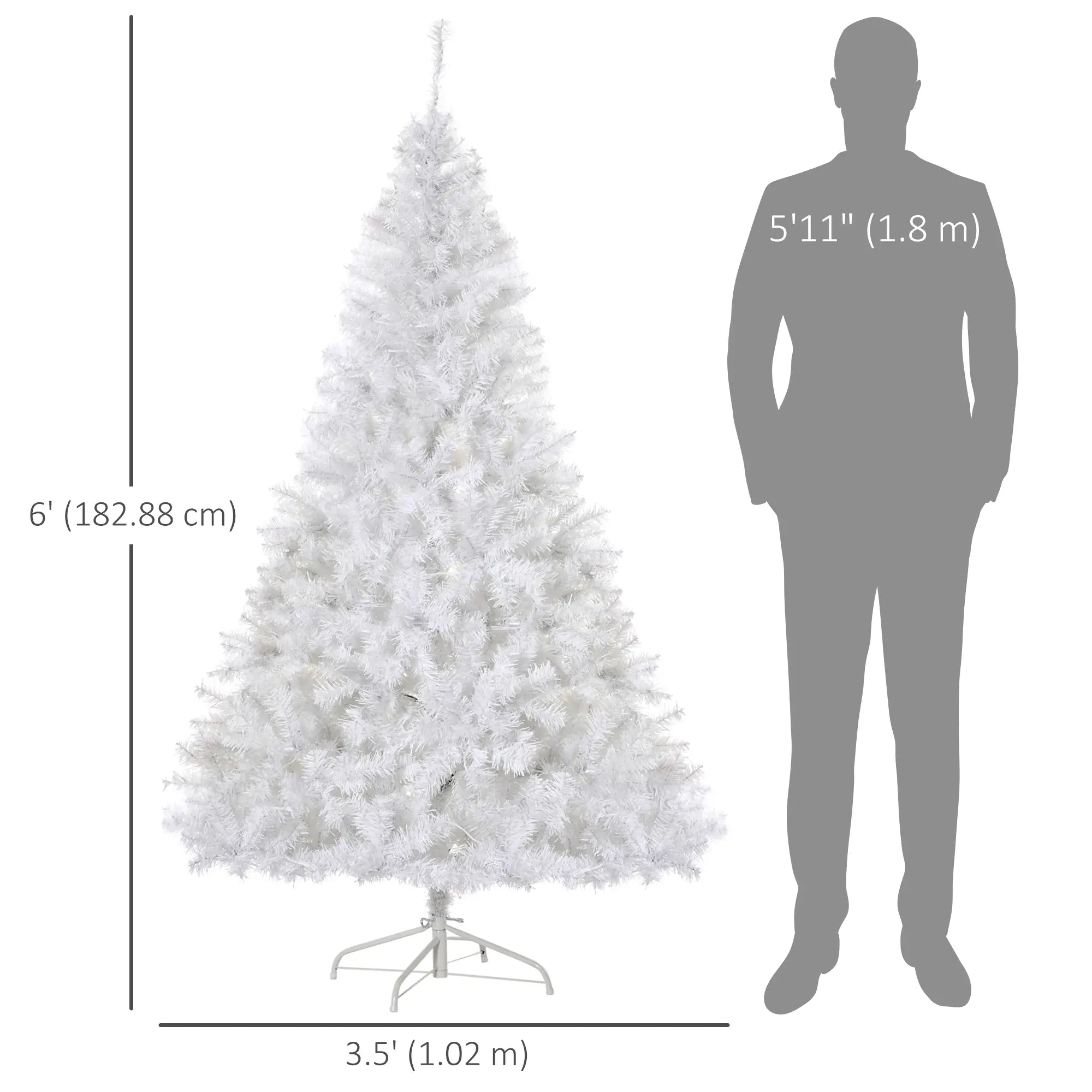 6FT Prelit Artificial Christmas Tree, Warm White LED, Auto Open, White Pre Lit Christmas Trees at Gallery Canada