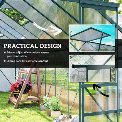 Aluminum Greenhouse, Polycarbonate Walk-In, 20' x 8', Green Walk In Greenhouses at Gallery Canada