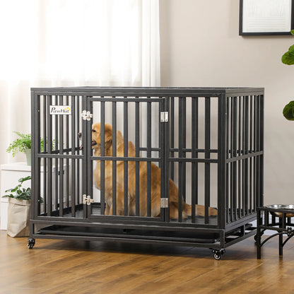44 Heavy Duty Steel Dog Crate, Pet Cage with Wheels, Black Houses, Kennels & Pens at Gallery Canada