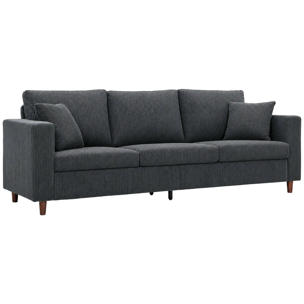 3-Seater Corduroy Sofa with Deep Seat, Dark Grey 3-Seater Sofas Dark Grey, Black at Gallery Canada