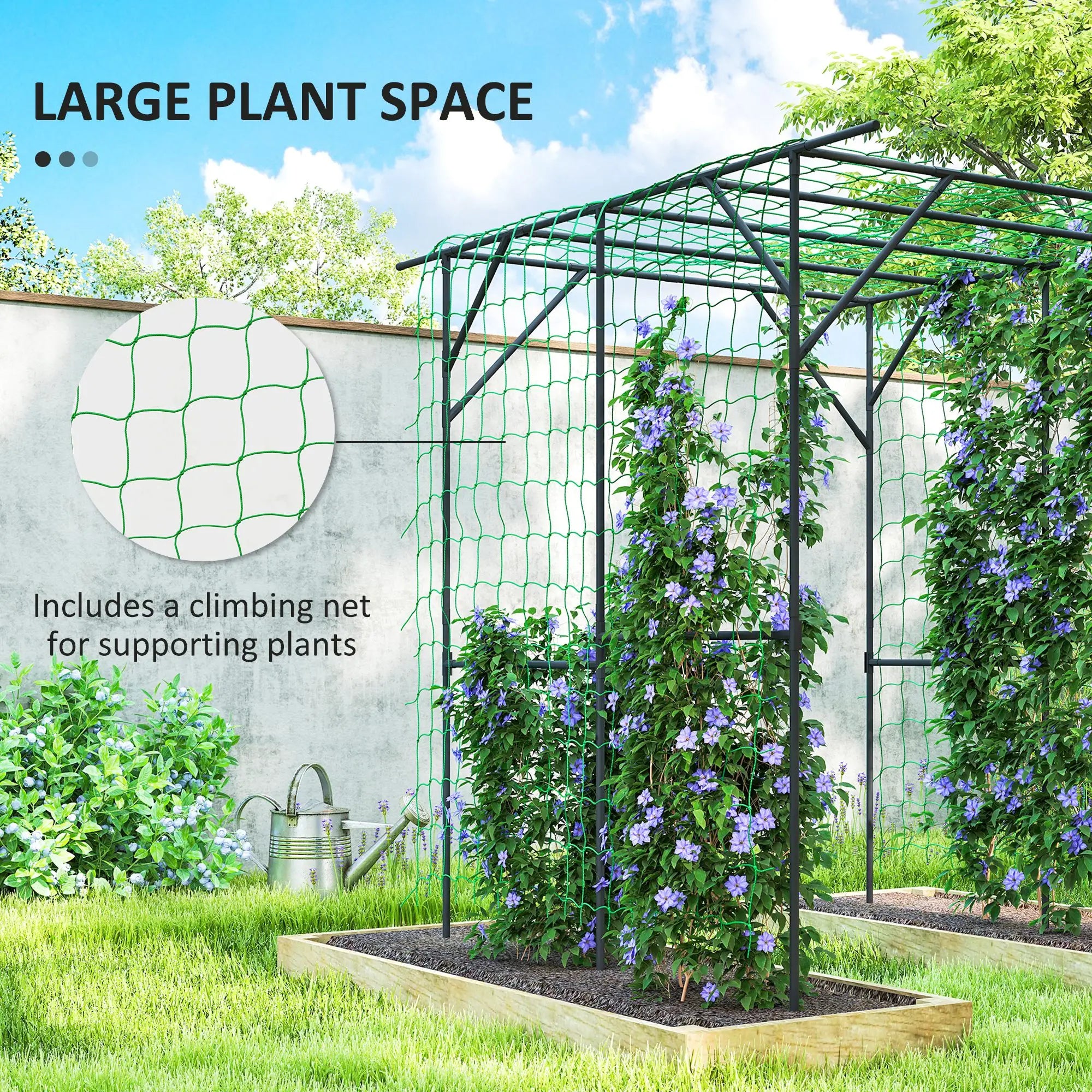 6.4FT Tall Metal Garden Arch Trellis, Plant Support With Climbing Net Plant Stands at Gallery Canada