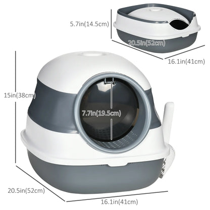 Foldable Cat Litter Box with Lid, Covered, White and Grey Cat Litter Box Enclosures at Gallery Canada