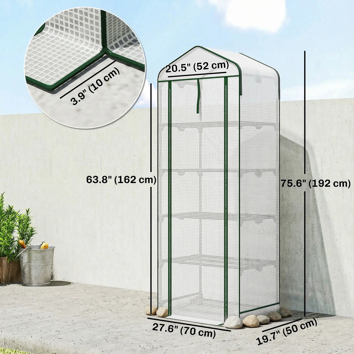 Mini Greenhouse With Screen Roof, 27.6" x 19.7" x 75.6", White Portable Greenhouses at Gallery Canada