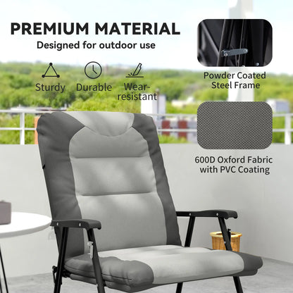 Folding Rocking Chair Set, 2 Padded Rockers with Armrest, Light Grey Outdoor Rocking Chairs at Gallery Canada