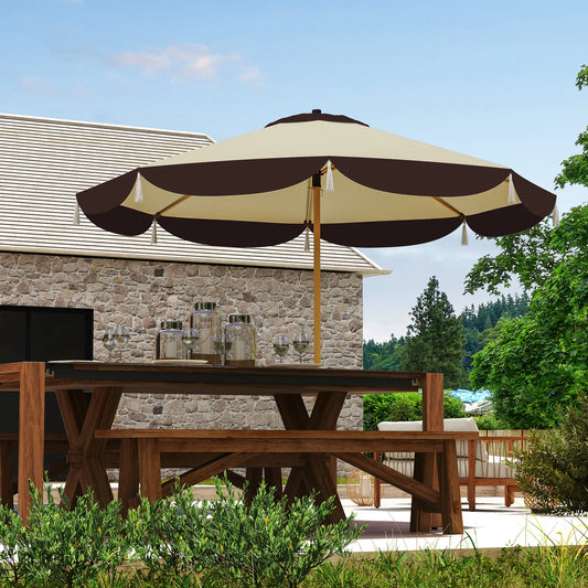 9FT Patio Umbrella, UPF 50+, 8 Ribs, Vented, Beige Sun Umbrellas Beige at Gallery Canada