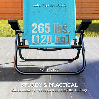 2 Beach Chairs, 5-Position Adjustable, Folding Camping Chair, Light Blue Beach Accessories at Gallery Canada