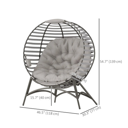 Egg Patio Lounge Chair, Foldable, with Cushion & Pocket, Light Grey, Light Grey Patio Chairs at Gallery Canada