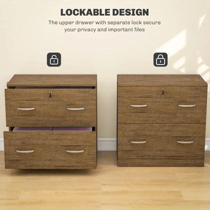 2 Drawer File Cabinet with Lock, Hanging Bar, Letter Size, Light Brown Office Cabinets & Cupboards at Gallery Canada