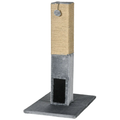 31" Tall Cat Scratching Post, Hanging Balls, Grooming Brushes, Grey Cat Posts Grey at Gallery Canada