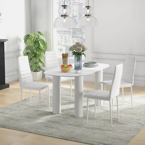 Modern Dining Chairs, Set of 4, High Back PU Leather, White