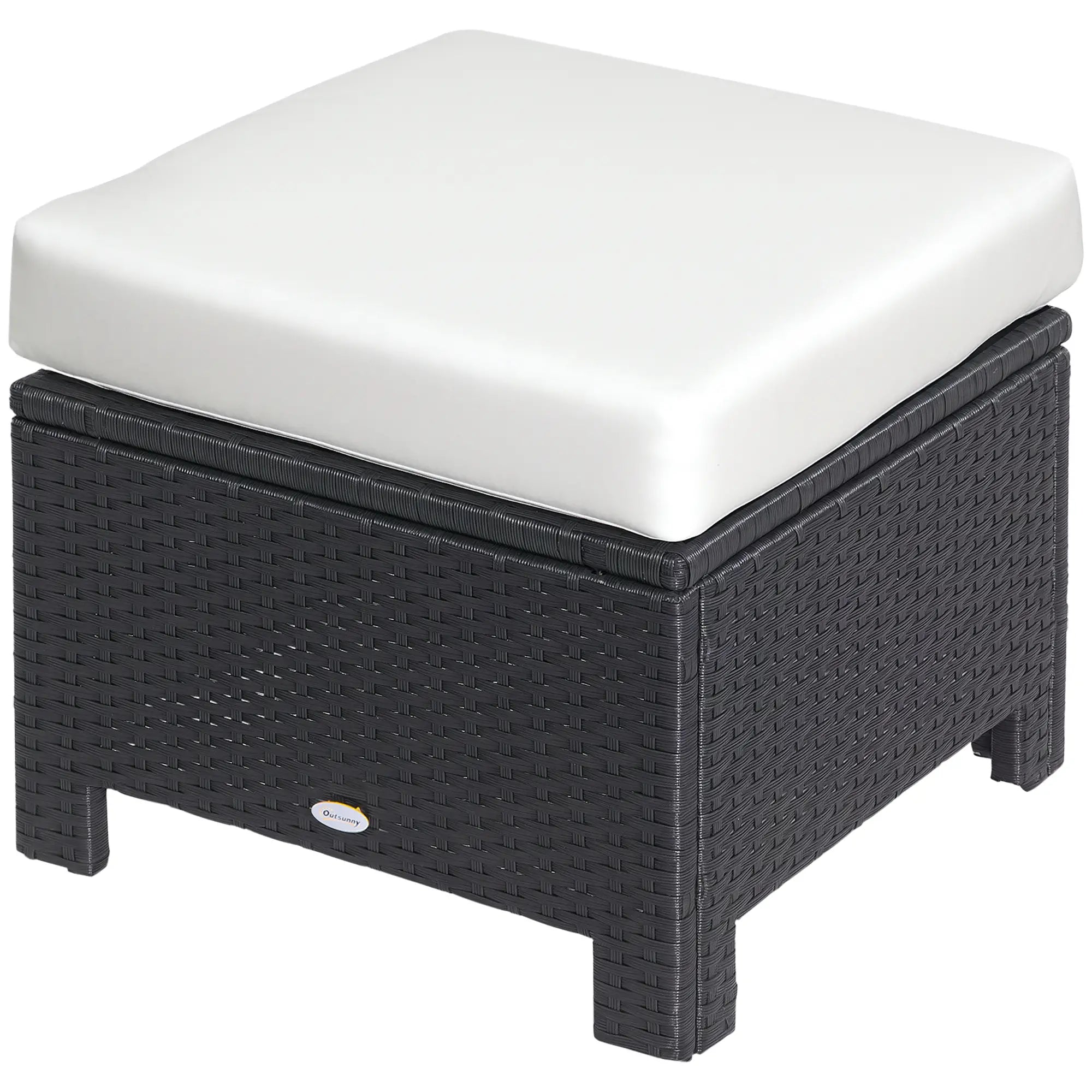 Patio Rattan Ottoman With Cushion, Outdoor Wicker Footrest, Metal Frame, White Patio Furniture Sets Black, White at Gallery Canada