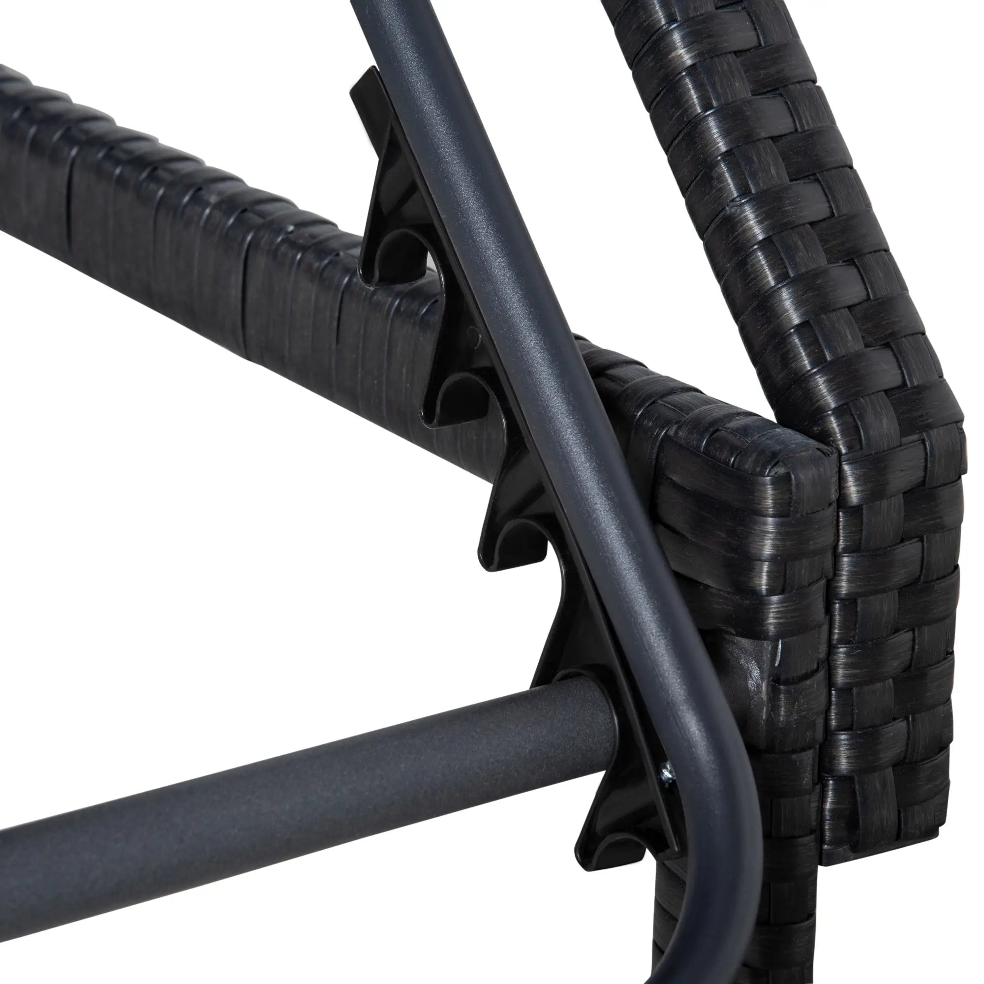 PE Rattan Chaise Lounger, Outdoor Recliner, 5-Level Backrest, 2 Wheels, Dark Blue Chaise Loungers at Gallery Canada